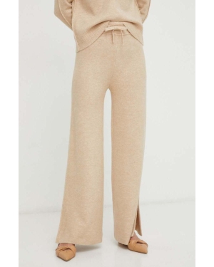 Patrizia Pepe spodnie z domieszką wełny kolor beżowy proste high waist