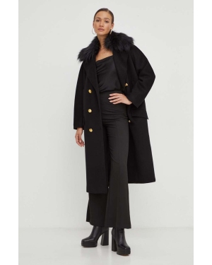Elisabetta Franchi płaszcz wełniany kolor czarny przejściowy oversize