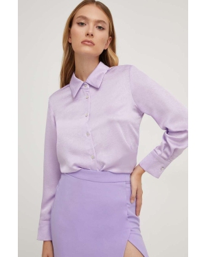 Answear Lab koszula damska kolor fioletowy regular z kołnierzykiem klasycznym