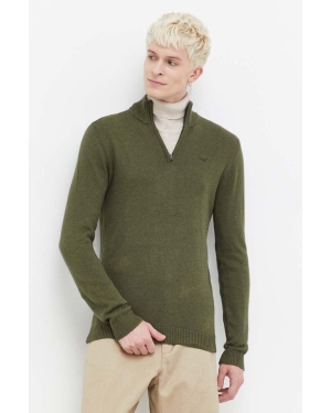 Hollister Co. sweter męski kolor zielony lekki z półgolfem