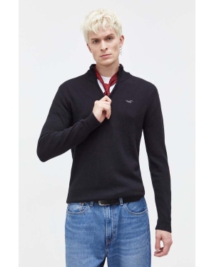 Hollister Co. sweter męski kolor czarny lekki z półgolfem
