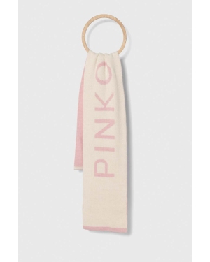 Pinko Up szalik wełniany dziecięcy kolor różowy wzorzysty