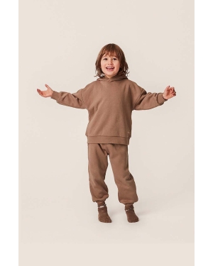 Konges Sløjd spodnie dresowe dziecięce kolor brązowy wzorzyste