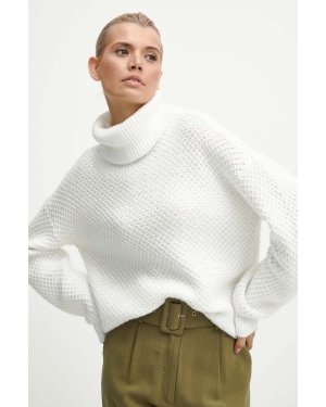 Medicine sweter damski kolor beżowy ciepły z golfem