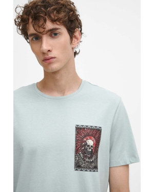 Medicine t-shirt bawełniany męski kolor turkusowy z nadrukiem