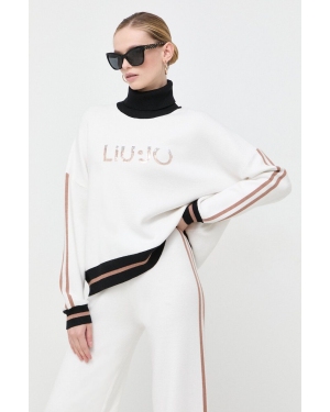 Liu Jo sweter damski kolor biały z golfem