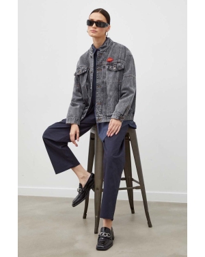 American Vintage kurtka jeansowa damska kolor szary przejściowa oversize