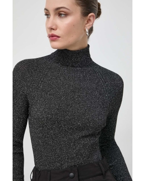 BOSS sweter damski kolor czarny lekki z golfem