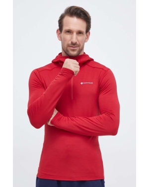 Montane bluza sportowa Protium Lite kolor czerwony z kapturem gładka