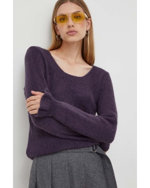 Morgan sweter z domieszką wełny damski kolor fioletowy lekki