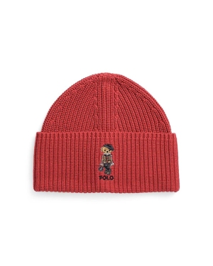 Polo Ralph Lauren czapka bawełniana dziecięca kolor czerwony bawełniana