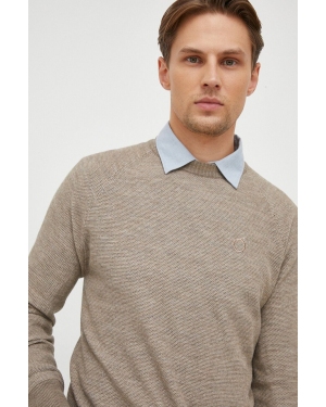 Trussardi sweter z domieszką wełny męski kolor beżowy lekki