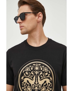 Trussardi t-shirt bawełniany męski kolor czarny z nadrukiem