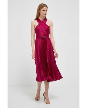 Lauren Ralph Lauren sukienka kolor różowy midi rozkloszowana