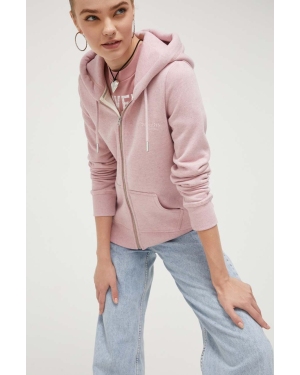 Superdry bluza damska kolor różowy z kapturem melanżowa