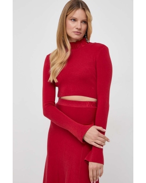 Patrizia Pepe sweter damski kolor czerwony lekki z półgolfem