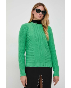 Patrizia Pepe sweter z domieszką wełny damski kolor zielony