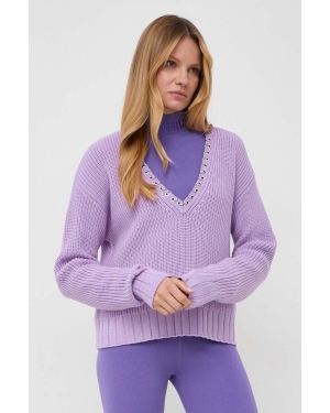 Patrizia Pepe sweter wełniany damski kolor fioletowy