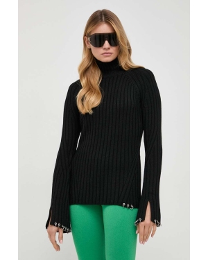 Patrizia Pepe sweter wełniany damski kolor czarny z półgolfem