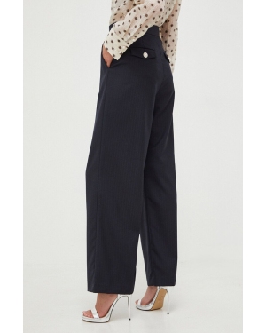 Custommade spodnie wełniane kolor granatowy szerokie high waist