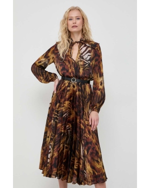 Marciano Guess sukienka kolor brązowy midi rozkloszowana