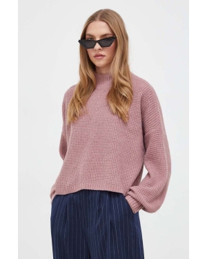 Hollister Co. sweter damski kolor różowy z półgolfem