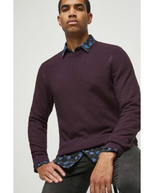 Medicine sweter bawełniany kolor bordowy lekki