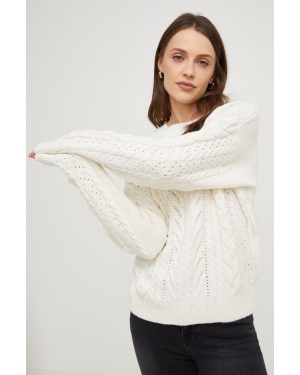 Answear Lab sweter z domieszką wełny damski kolor beżowy ciepły