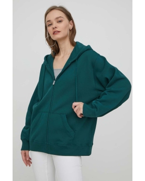 Hollister Co. bluza damska kolor zielony z kapturem gładka