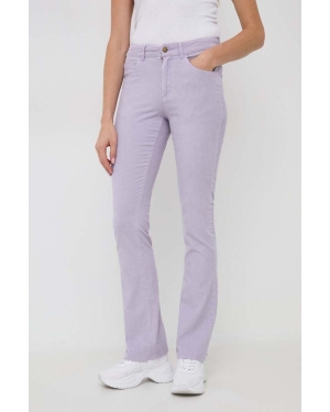 MAX&Co. spodnie sztruksowe Milady kolor fioletowy dzwony medium waist