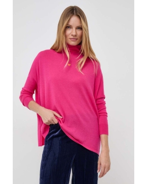 MAX&Co. sweter wełniany damski kolor różowy lekki z półgolfem