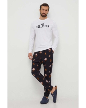Hollister Co. piżama męska kolor czarny wzorzysta