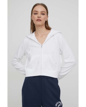 Hollister Co. bluza damska kolor biały z kapturem gładka