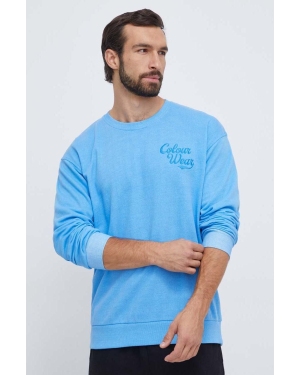 Colourwear bluza bawełniana męska kolor niebieski z aplikacją
