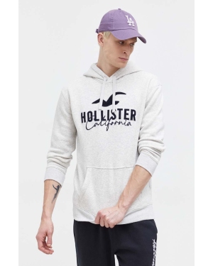 Hollister Co. bluza męska kolor szary z kapturem melanżowa