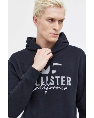 Hollister Co. bluza męska kolor czarny z kapturem z aplikacją