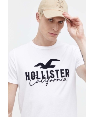 Hollister Co. t-shirt bawełniany męski kolor biały z aplikacją