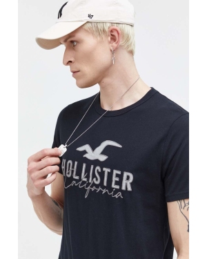 Hollister Co. t-shirt bawełniany męski kolor czarny z aplikacją