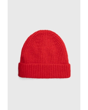 Answear Lab czapka z domieszką wełny kolor czerwony