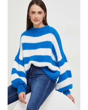 Answear Lab sweter z wełną kolor niebieski z półgolfem