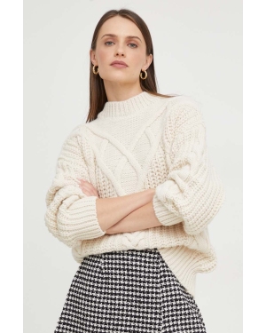 Answear Lab sweter damski kolor beżowy ciepły z półgolfem
