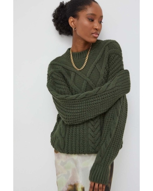 Answear Lab sweter damski kolor zielony ciepły z półgolfem