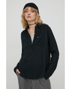 Hollister Co. koszula bawełniana damska kolor czarny gładka