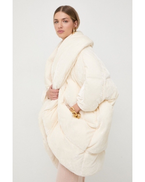 Elisabetta Franchi kurtka damska kolor beżowy zimowa oversize