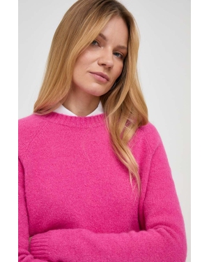 BOSS sweter z domieszką wełny damski kolor różowy