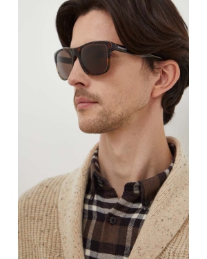 Emporio Armani okulary przeciwsłoneczne męskie kolor brązowy