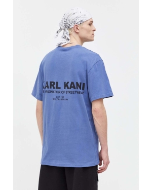Karl Kani t-shirt bawełniany męski kolor niebieski z nadrukiem