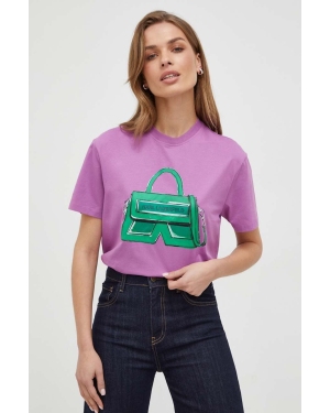 Karl Lagerfeld t-shirt bawełniany kolor fioletowy