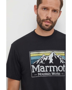 Marmot t-shirt sportowy MMW Gradient kolor czarny z nadrukiem