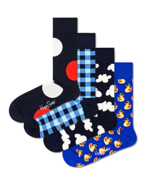 Happy Socks Zestaw 4 par wysokich skarpet męskich XBLU09-6300 Kolorowy